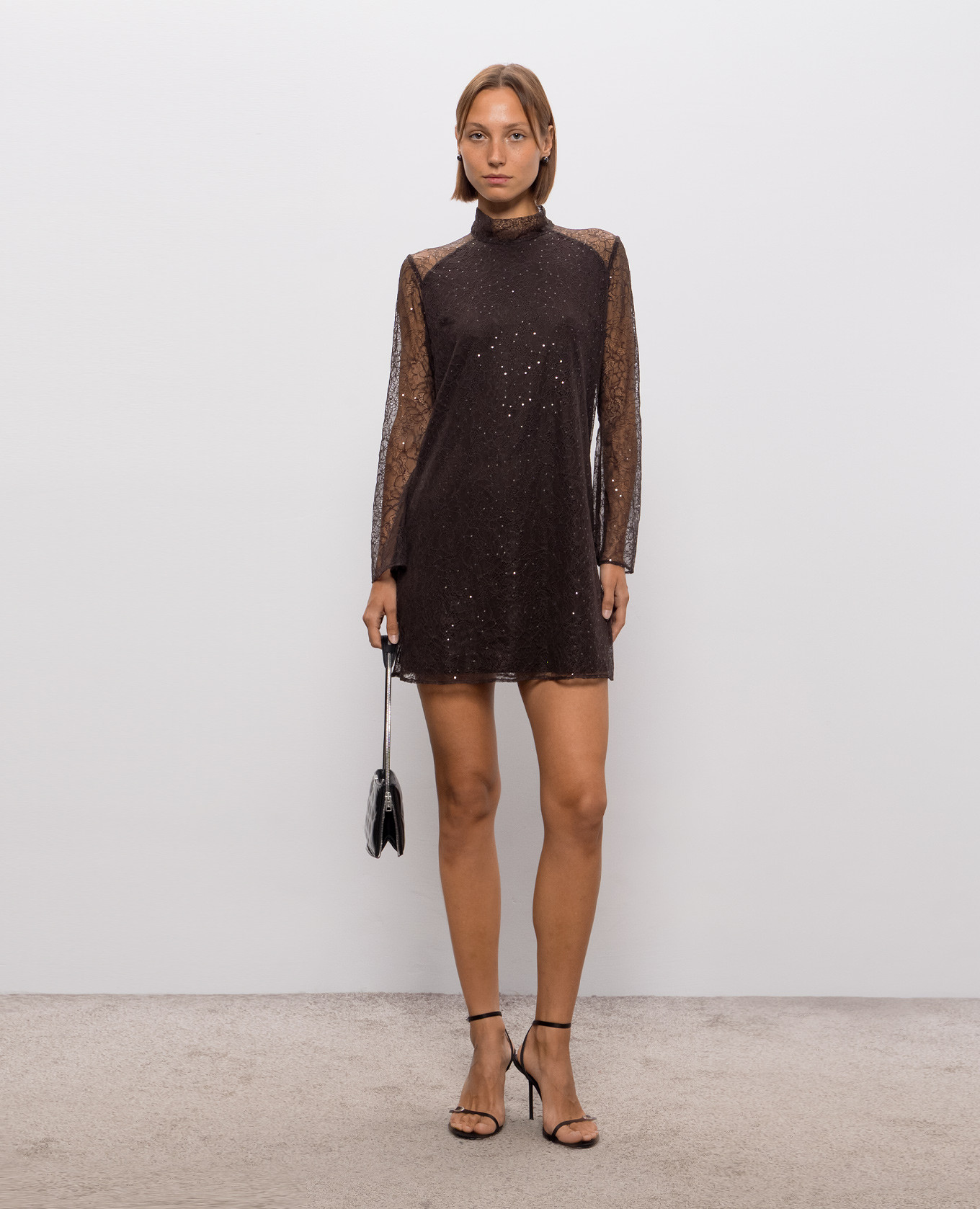 Brown dress with lace Twinset 2