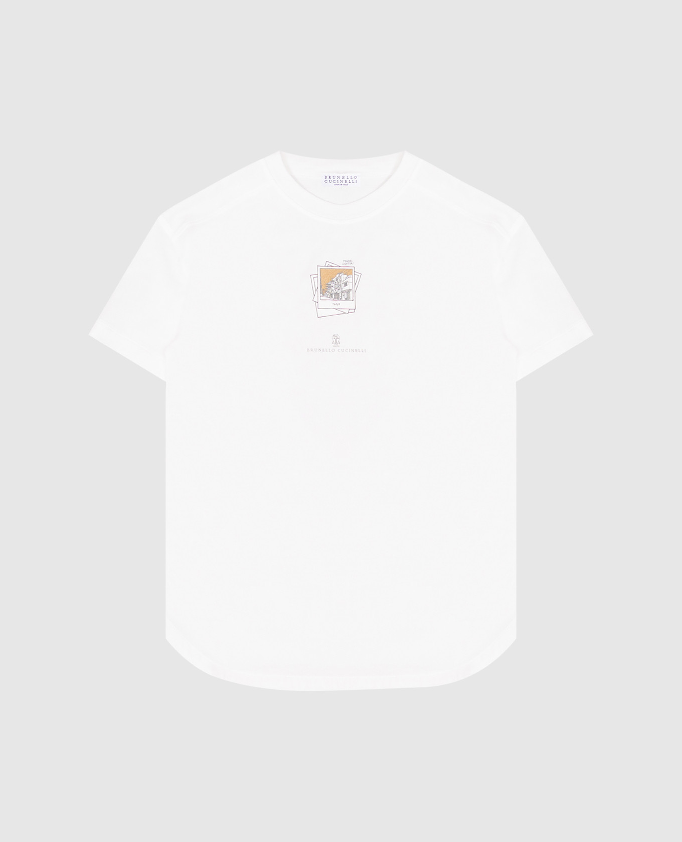 Children's white T-shirt with print Brunello Cucinelli