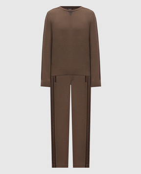 Stefano Ricci Brown wool and silk tracksuit K606431G42F26318T12F