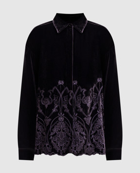 Momoni Frey Purple Velvet Shirt with Silk MOSH01830MO