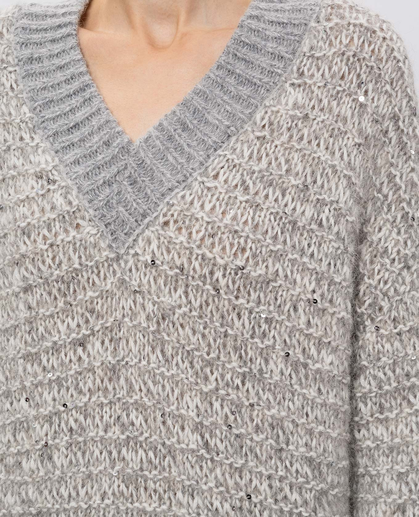 Gray alpaca wool pullover Peserico 5