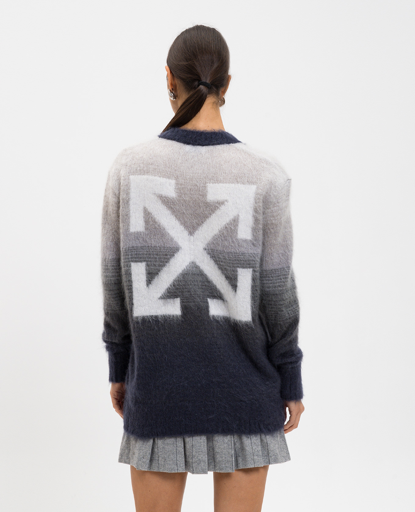 Grey wool cardigan with print Off-White 4