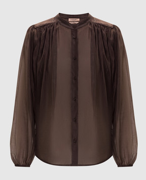 Twinset Brown blouse with drapery 261TF2040