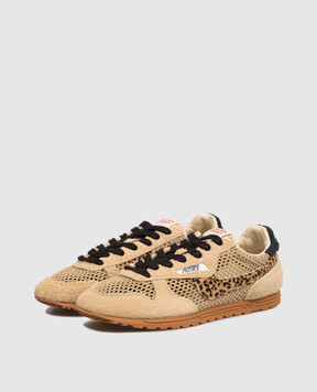 AUTRY Beige Windspin logo combo sneakers A1UNWSLWKP01