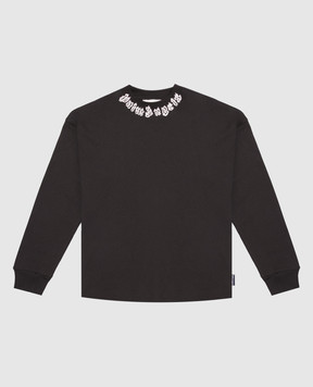Palm Angels Children's black long-sleeve shirt with contrasting print F6PAJBTH144
