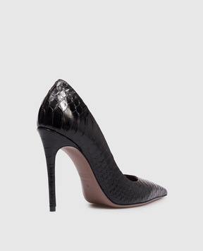 Paris Texas Black leather shoes VERA with reptile leather embossing PX1854XPTAC