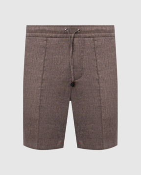 ISAIA Brown linen shorts PNC021P9120