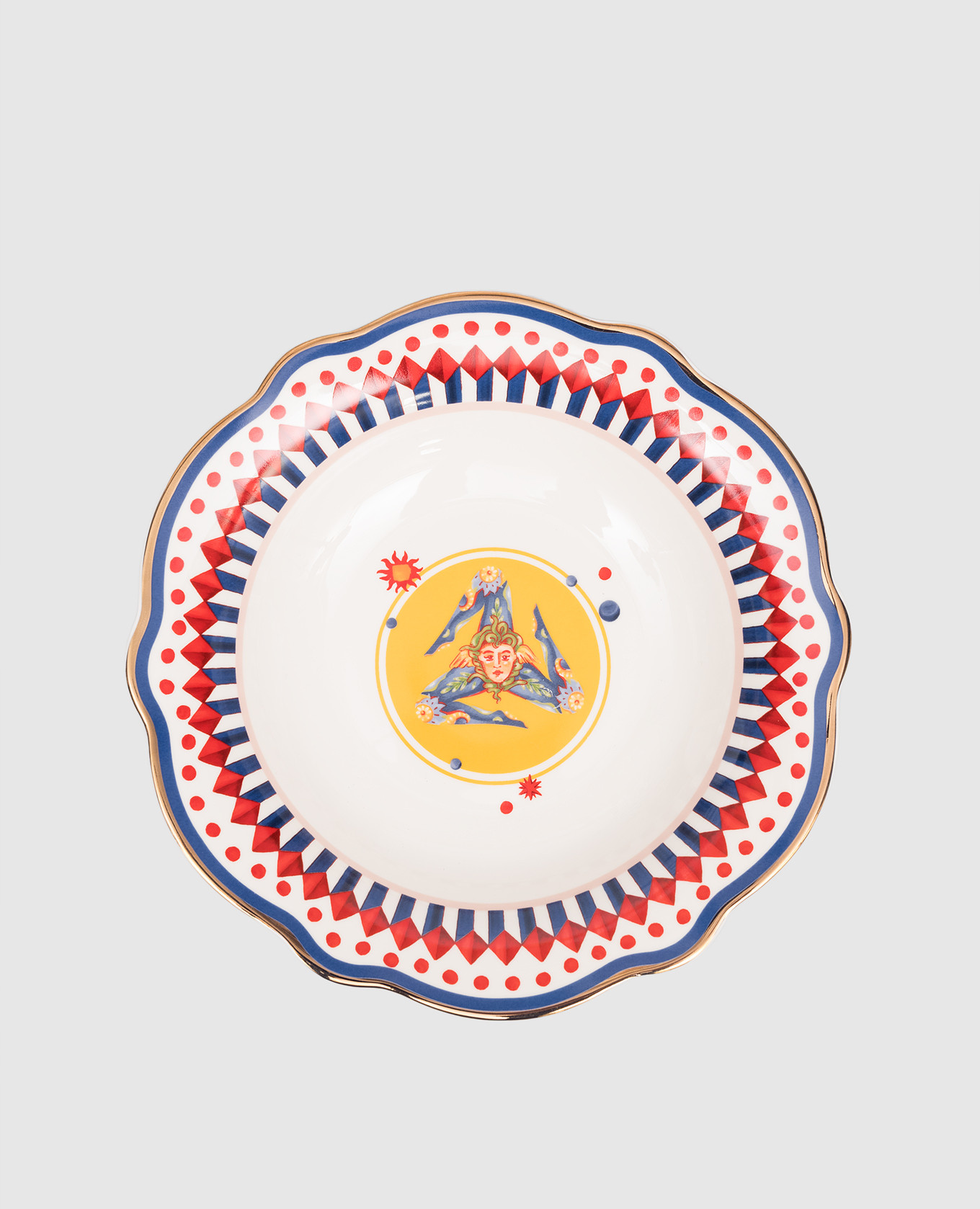 

White porcelain soup plate Dolce Vita with print Baci Milano