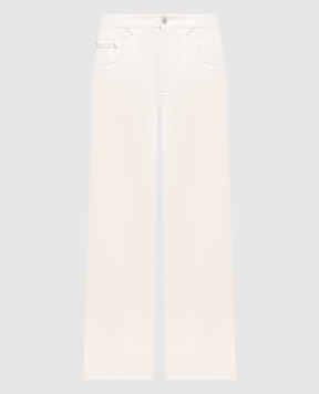 Brunello Cucinelli Ivory jeans with logo patch MPH81P4075