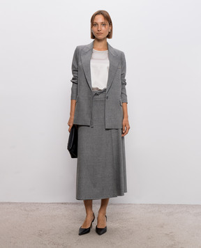 Peserico Gray wool and cashmere pleated skirt A05736A03358