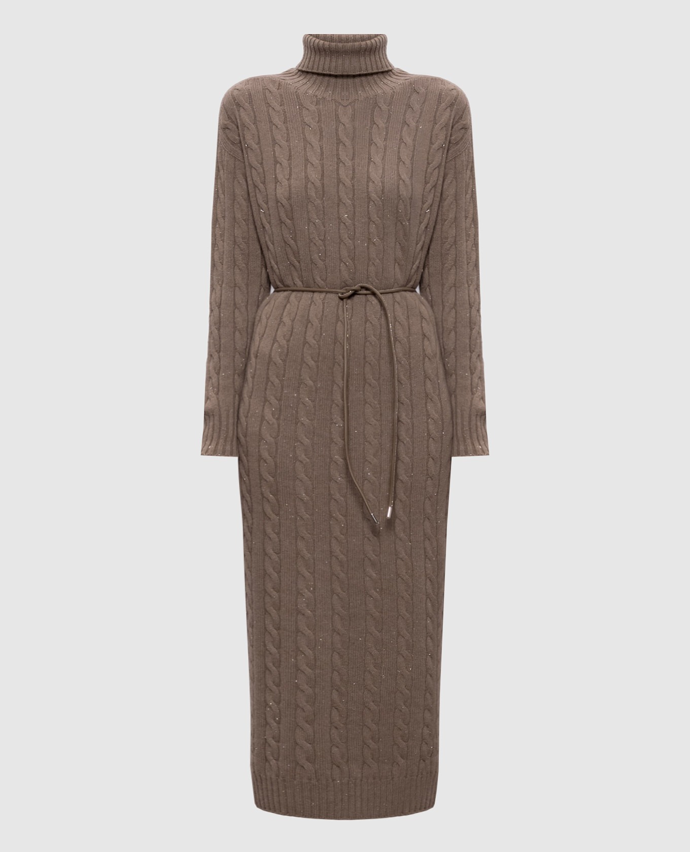 

Brown midi dress with wool and silk Peserico