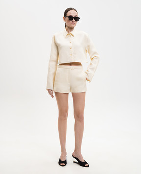 Khaite Fritz yellow cropped linen shirt 2464218