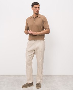 Morgano Brown polo with linen 7331869