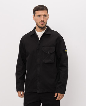 Stone Island Black shirt-style jacket with logo patch L2S151200001S0404