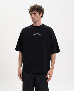 Palm Angels Black t-shirt with logo print PMAA10BS26JER007