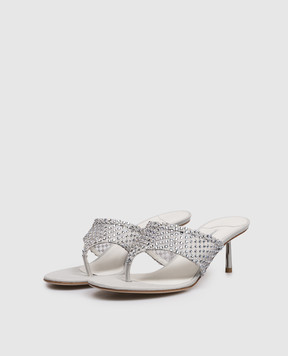 Le Silla GILDA gray mules with crystals 6703F060BXPPSCM