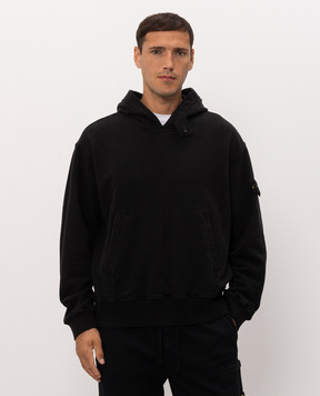 Stone Island Black hoodie with logo patch L2S156100023S0A20