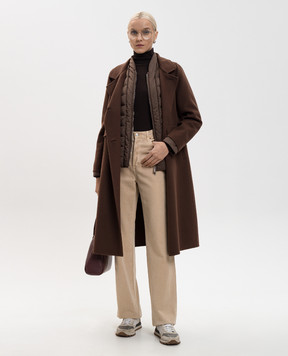 MooRER Almeida brown double-breasted wool and cashmere coat with removable down jacket ALMEIDACWX