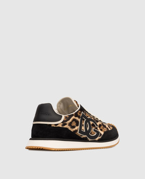 Dolce&Gabbana Brown DG Cushion Leather Sneakers in Animal Print CK2288A6B11