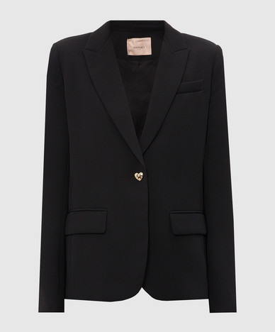 Black jacket with metal logo