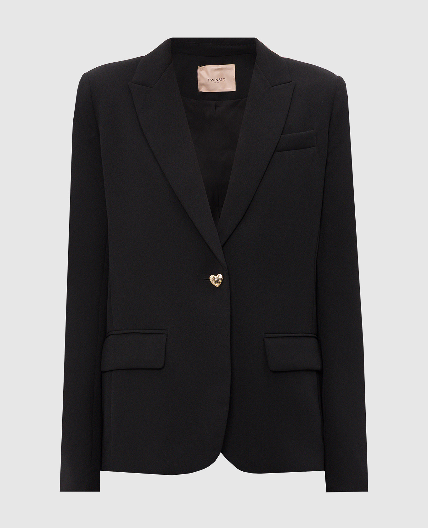 Black jacket with metal logo
