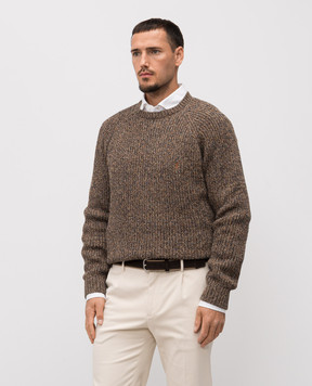 Florentino Brown sweater with merino wool and silk 225420520605