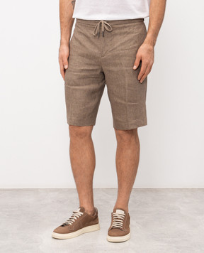 CAPOBIANCO Brown linen shorts 20M851LL00