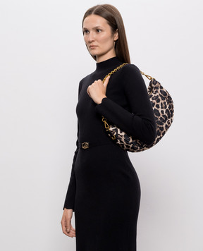Twinset Beige leopard print hobo bag 262TD8072