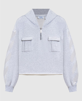 Off-White Diag Soft Life grey melange hoodie with logo 2BB06BS26FLE001