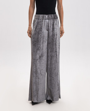 Peserico Gray velvet palazzo pants A0455201597