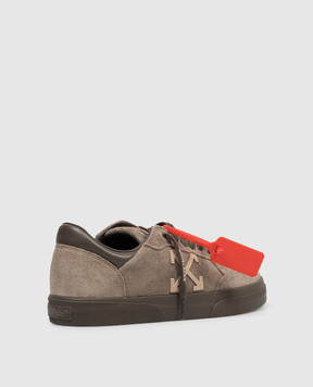 Off-White Brown suede Vulcanized sneakers OMIA293S26LEA004