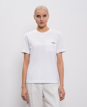 Brunello Cucinelli White T-shirt with a monil chain M0T81EC710