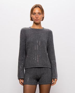 Twinset Gray sweater with crystals 262TT3150