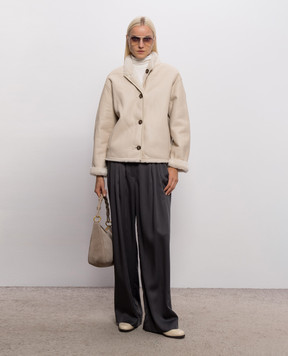 Yves Salomon Reversible ivory sheepskin coat 26WYV62962MESI
