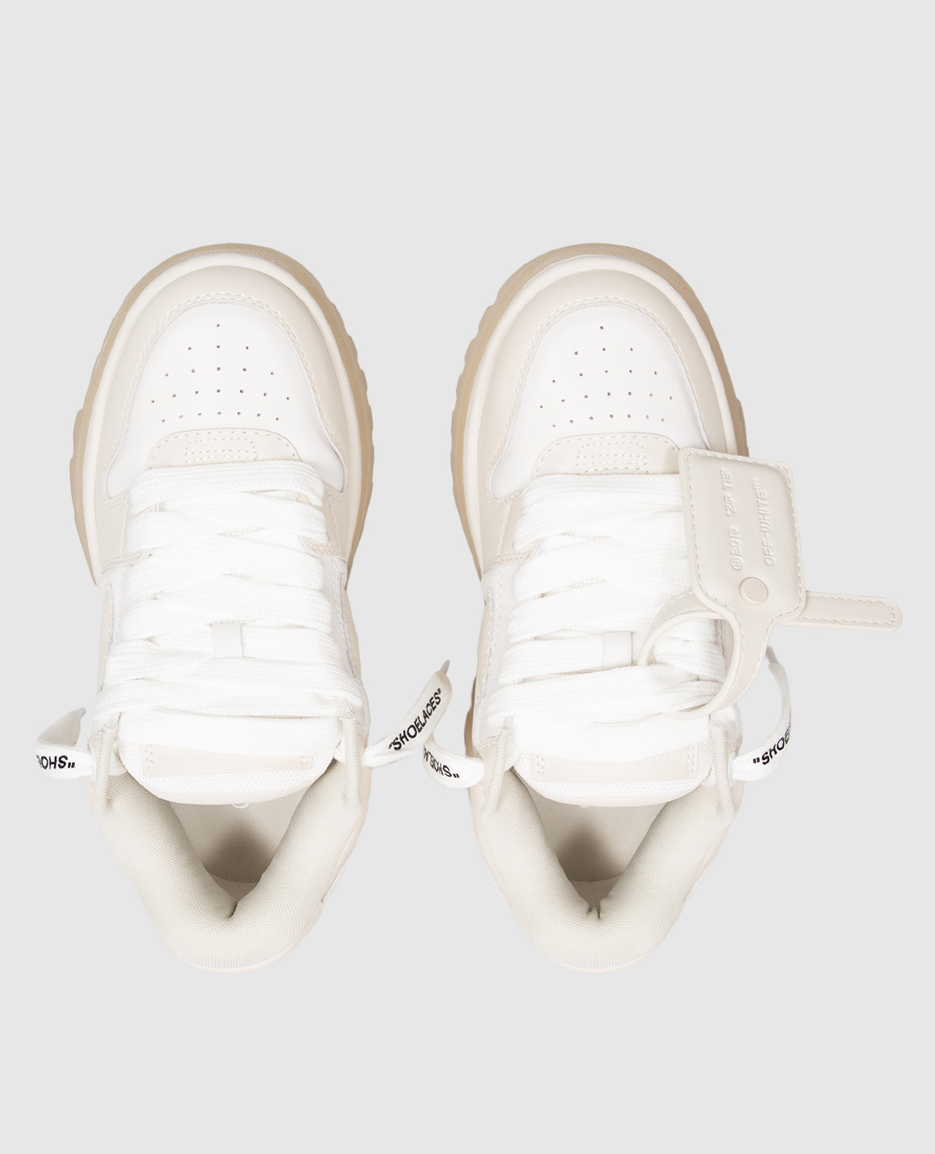 Out Of Office Chunky Varsity Beige Leather Sneakers Off-White 4