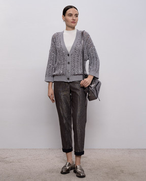 Peserico Gray cardigan with sequins A99095F039117B
