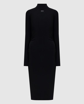 Off-White Black midi dress with logo OWDB55EF25JER001