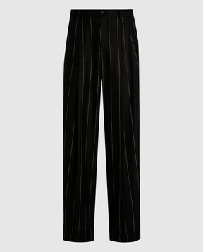 Dolce&Gabbana Black striped alpaca wool pants GP168TFRZAP