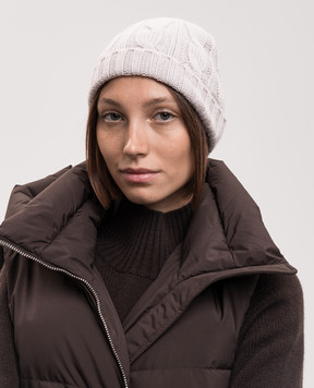 Allude Beige cashmere hat with textured pattern 26511223