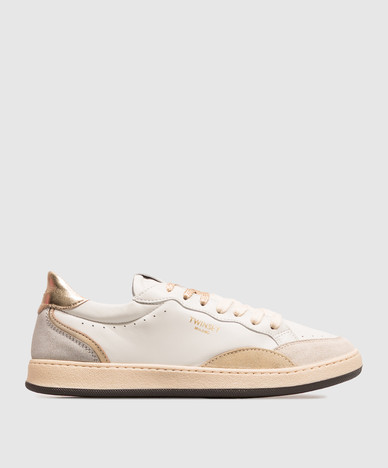 Witte leren sneakers met logo-opdruk