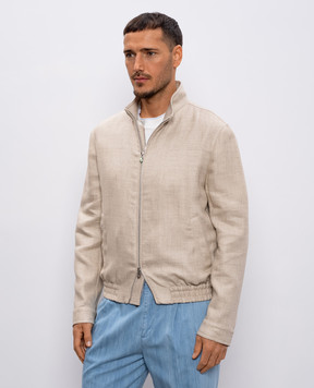 Brunello Cucinelli Beige silk, linen and wool jacket MZ4036580