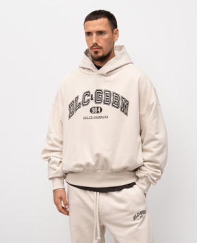 Dolce&Gabbana Beige hoodie with logo print G9BJGTG7PLO
