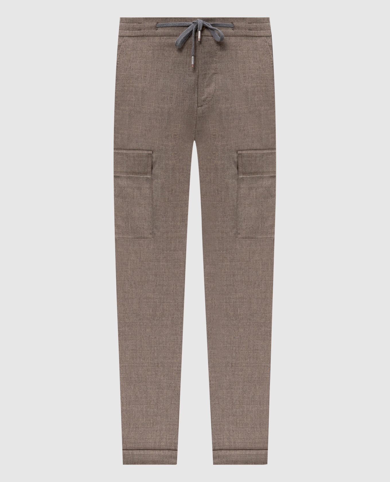 Beige wool and cashmere cargo pants