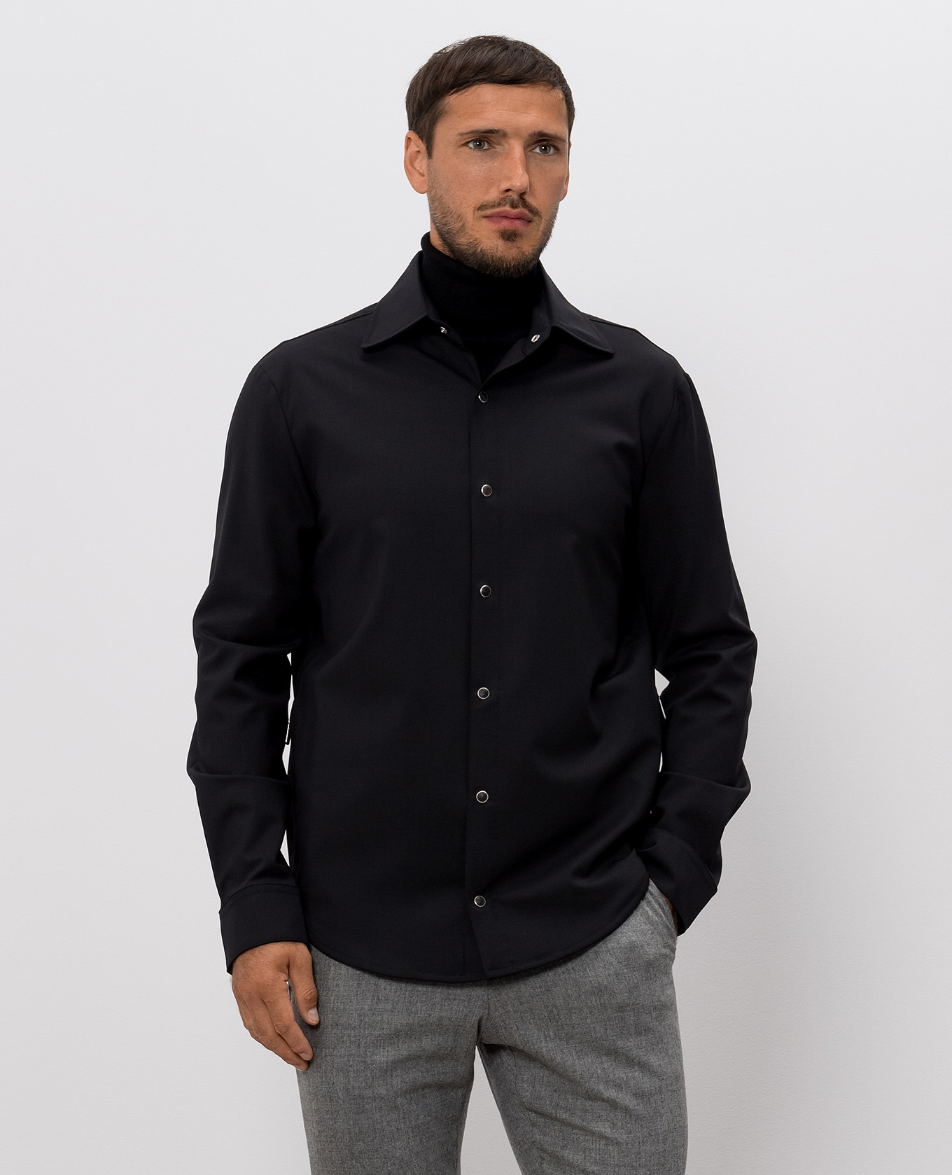 Black wool shirt Marco Pescarolo 3
