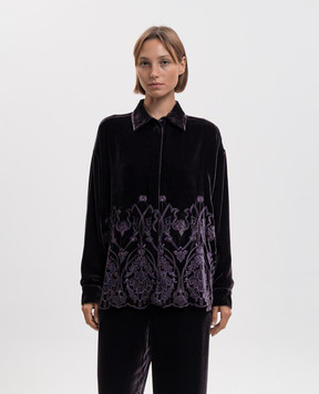 Momoni Frey Purple Velvet Shirt with Silk MOSH01830MO