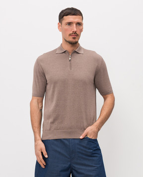 Doriani Cashmere Brown silk polo shirt 18243299299