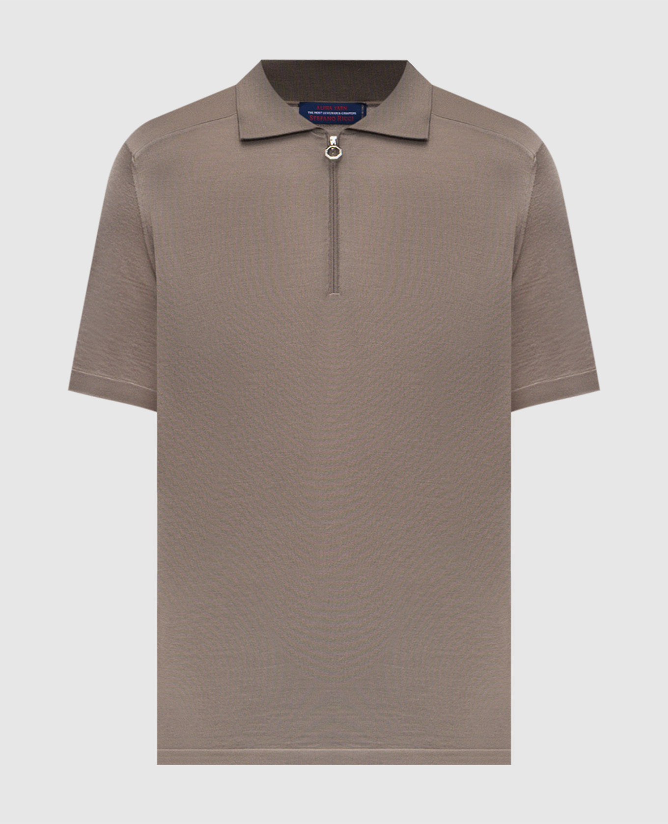 Brown cashmere polo shirt