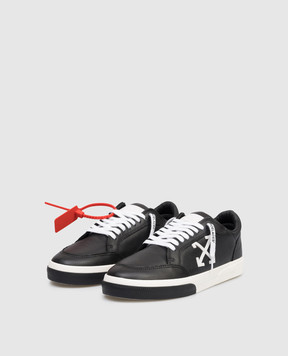 Off-White Black Vulcanized Leather Sneakers with Arrow Patch OMIA293C99LEA002