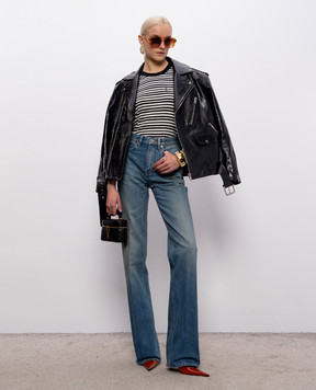 Saint Laurent Cassandre striped embroidered T-shirt 743660Y37KT