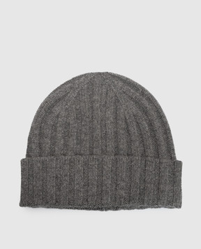 Castangia dal 1850 Grey ribbed cashmere hat CACHEMIREHAT